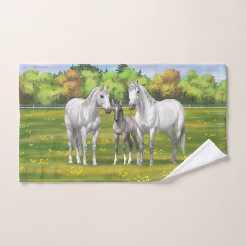 White Dapple Gray Quarter Horses In Summer Bath Towel Set