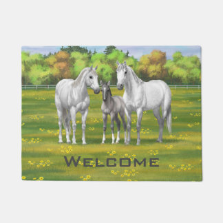 White Dapple Gray Quarter Horses In Summer Doormat