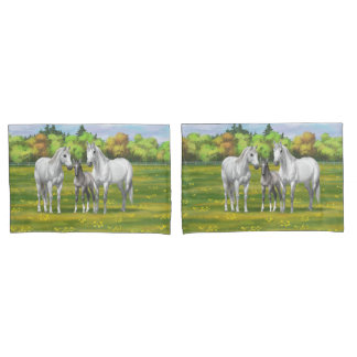 White Dapple Gray Quarter Horses In Summer Pillow Case