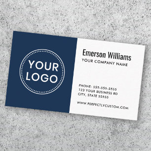 White dark blue custom logo modern minimalist business card