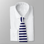 White &amp; Dark Blue Horizontally-striped Tie at Zazzle