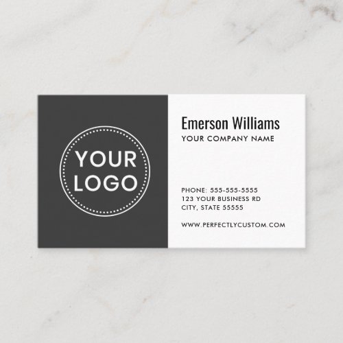 White dark gray custom logo modern minimalist business card