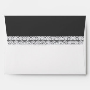 White & Dark Gray Lined Wedding Envelope