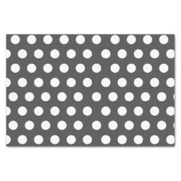 White Dark Gray Medium Polka Dot Party, Wedding Tissue Paper
