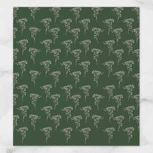 White & Dark Green Floral Envelope liner