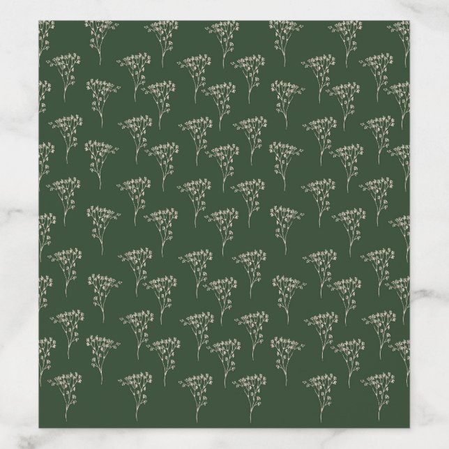 White & Dark Green Floral Envelope liner (Design)