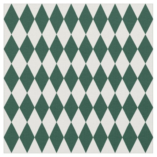White & Dark Green Harlequin Diamonds Fabric