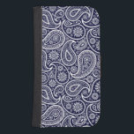 White & Dark Navy Blue Vintage Paisley Pattern Galaxy S4 Wallet Case<br><div class="desc">Elegant white paisley pattern over dark navy blue background color you can change.</div>
