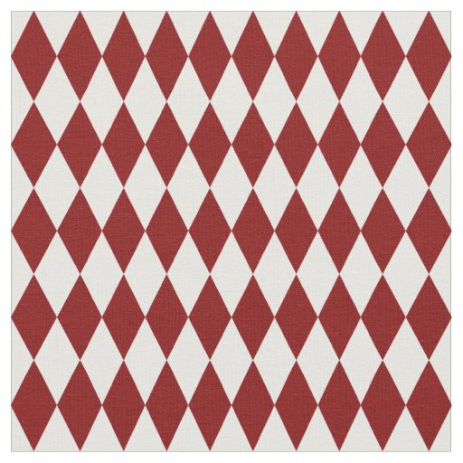 White & Dark Red Harlequin Diamonds Fabric