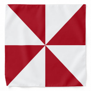 White, Dark Red Triangle Pinwheel Pattern Bandana