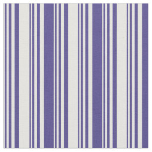 White & Dark Slate Blue Colored Stripes Fabric