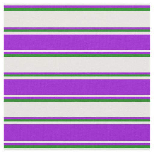 White, Dark Violet & Green Stripes/Lines Pattern Fabric
