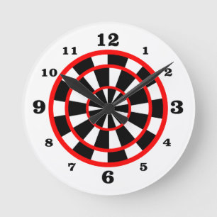 White Dartboard Look Numbered Round Clock