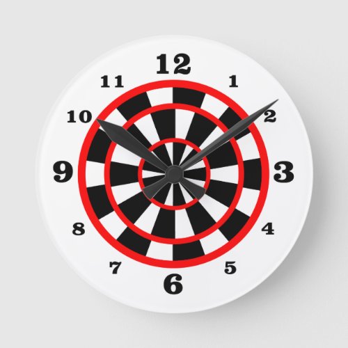 White Dartboard Look Numbered Round Clock