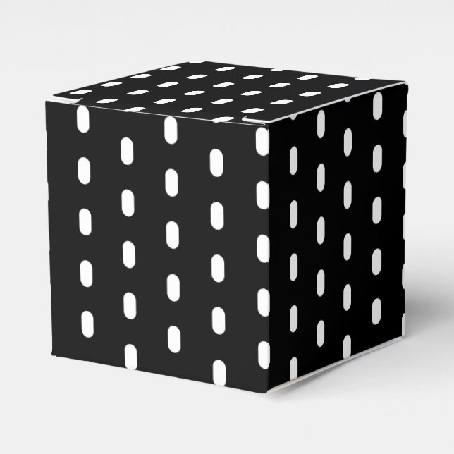 White dash lines stripes black gift favor boxes (Front Side)