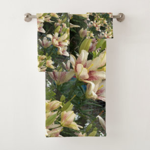 White Daylilies  Bath Towel Set