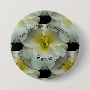 White Daylily with Yellow / Seamless Tile Pattern Button