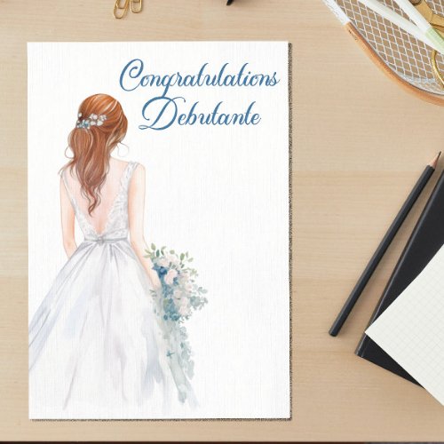 White Debutante Ballgown Congratulations Card