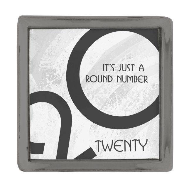 White Decade 20th Birthday Gunmetal Finish Lapel Pin (Front)