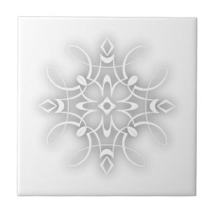 White Decorative Flower Ceramic Tile