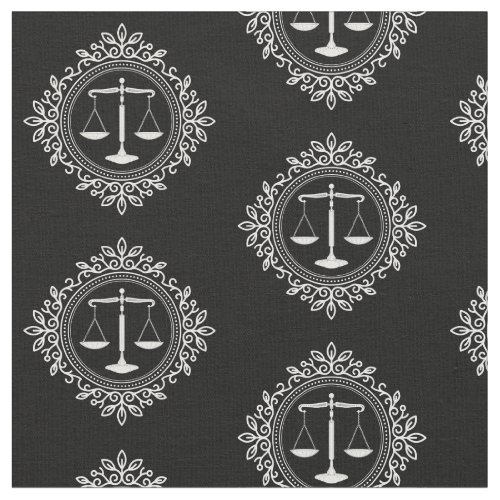 White  Decorative Scales of Justice  Law Gifts Fabric