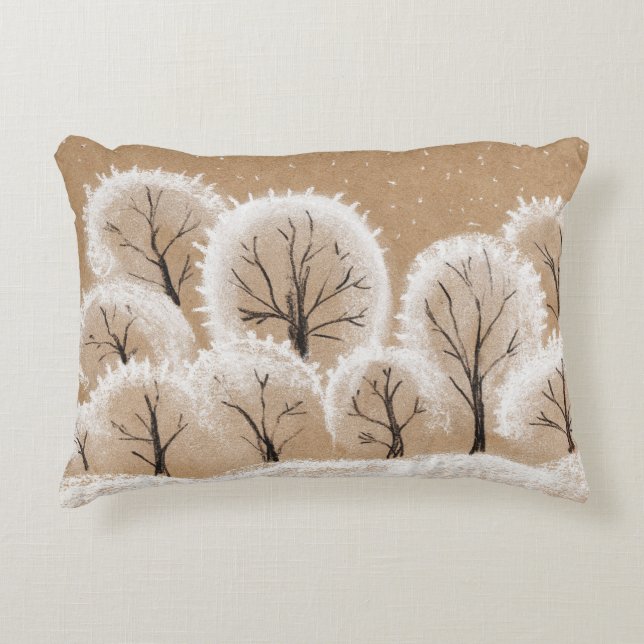 White decorative trees, winter branches. accent pillow (Front)