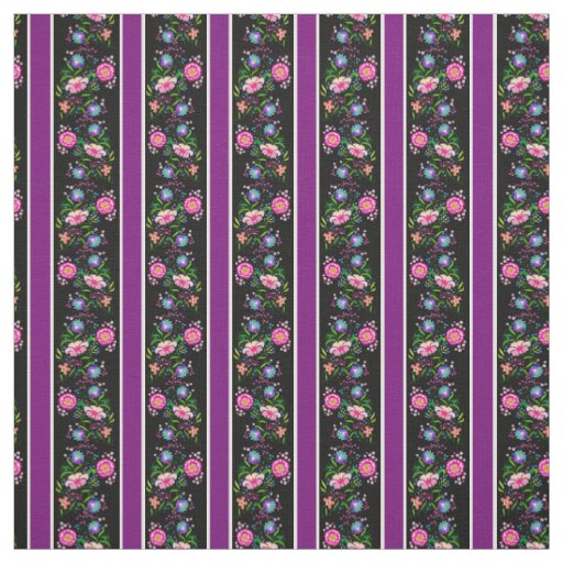 White, deep purple/folk flowers/stripe(2)black fabric