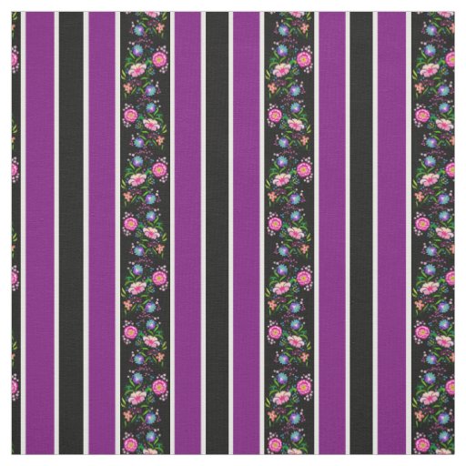 White, deep purple/folk flowers/stripe/black fabric