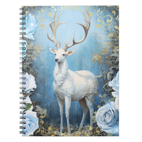 White Deer and Blue Roses Notebook