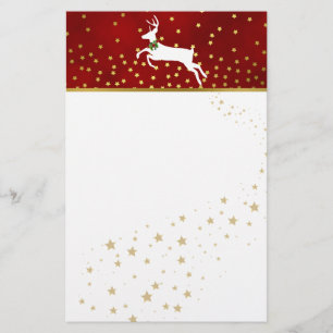 White Deer and Stars Christmas Stationery