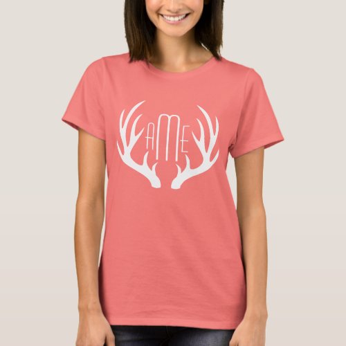 White Deer Antlers Silhouette Monogram Shirt