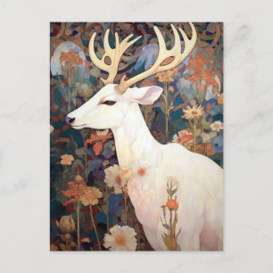 White Deer Beautfiul Fantasy Art Postcard