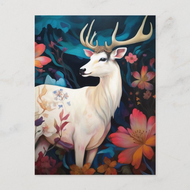 White Deer Beautfiul Fantasy Art Postcard (Front)