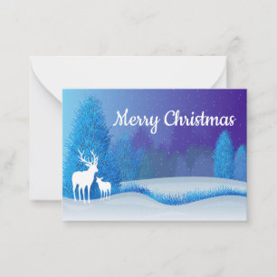 White Deer Christmas Card