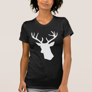 White Deer Head Silhouette - Dark T-shirt