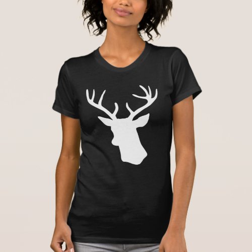 White Deer Head Silhouette _ Dark T_shirt
