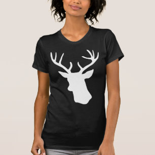 White Deer Head Silhouette - Dark T-shirt