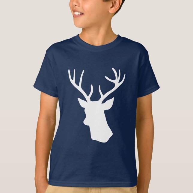 White Deer Head Silhouette - Turquoise T-Shirt (Front)