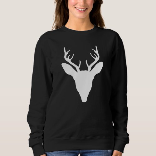 White Deer Head Silhouette Wild Animal Sweatshirt