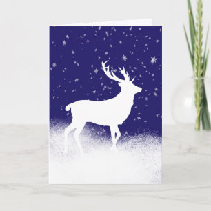 White Deer in the Snow Christmas Card