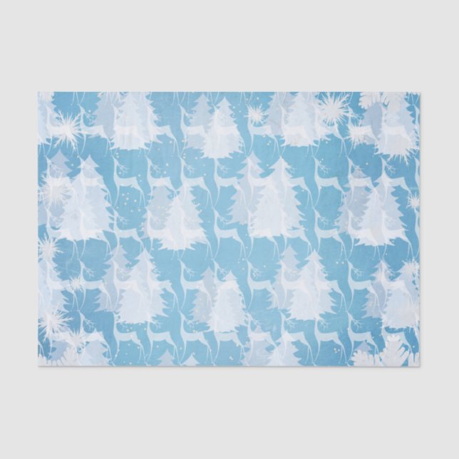 White Deer in Winter Forest Tissue Paper (Front)