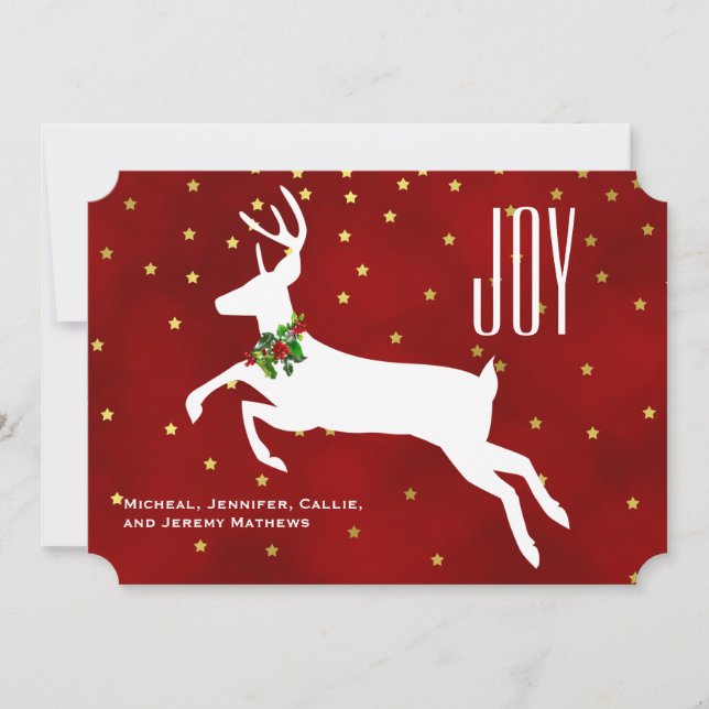 White Deer Joy Christmas Card (Front)