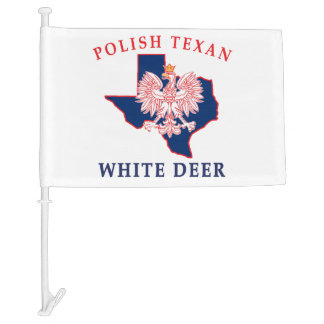 White Deer Polish Texan Car Flag