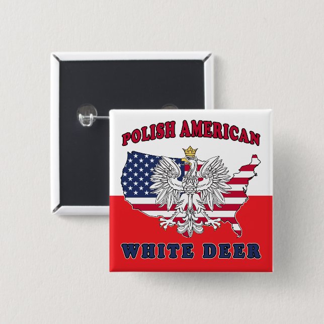 White Deer Texas Polish American Button (Front & Back)