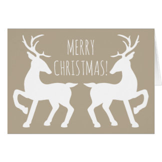 White Deers On Beige Personalizable Christmas