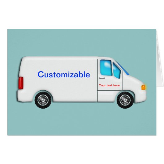 White Delivery Van - Customizable Cards (Front Horizontal)