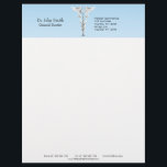White Dental Mirror Toothbrush Medical Caduceus Letterhead<br><div class="desc">Professional design for dental purposes: An elegant caduceus with a dental mirror as a rod and two toothbrushes as snakes with white and clean wings on a blue background. Perfect for any business related to dental treatment like oral surgery, dental office, general dentist, medical office, doctor office, clinic or hospital....</div>