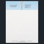 White Dental Mirror Toothbrush Medical Caduceus Letterhead<br><div class="desc">Professional design for dental purposes: An elegant caduceus with a dental mirror as a rod and two toothbrushes as snakes with white and clean wings on a blue background. Perfect for any business related to dental treatment like oral surgery, dental office, general dentist, medical office, doctor office, clinic or hospital....</div>