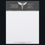 White Detailed Clean Caduceus Warm Gray Medical Letterhead<br><div class="desc">Lovely, unique and professional business design for medical purposes. Warm white 3d Caduceus symbol. Elegant, classy and precious illustration on a gray, anthracite color background. Perfect for any business related to health and healthcare like a medical office, doctor office, clinic, hospital or healthcare professional's workplace. Featuring the famous staff with...</div>