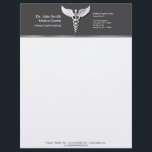 White Detailed Clean Caduceus Warm Gray Medical Letterhead<br><div class="desc">Lovely, unique and professional business design for medical purposes. Warm white 3d Caduceus symbol. Elegant, classy and precious illustration on a gray, anthracite color background. Perfect for any business related to health and healthcare like a medical office, doctor office, clinic, hospital or healthcare professional's workplace. Featuring the famous staff with...</div>